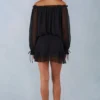 Alessia Off-Shoulder Balloon-Sleeve Mini Dress in Black