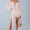Alessia Off-Shoulder Balloon-Sleeve Mini Dress in Ivory