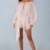 Alessia Off-Shoulder Balloon-Sleeve Mini Dress in Ivory
