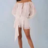 Alessia Off-Shoulder Balloon-Sleeve Mini Dress in Ivory
