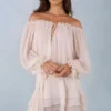 Alessia Off-Shoulder Balloon-Sleeve Mini Dress in Ivory