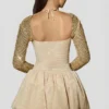 Aletta Embellished Bubble Hem Mini Dress in Gold