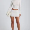 Alia Modal Ruched Long-Sleeve Top in White