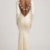 Alila Bow-Detail Ruched Maxi Dress in Ivory