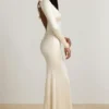 Alila Bow-Detail Ruched Maxi Dress in Ivory
