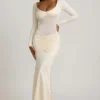 Alila Bow-Detail Ruched Maxi Dress in Ivory