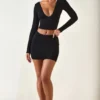 Aliz Modal Twist-Front Mid-Rise Mini Skirt in Black