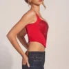 Allure Sweetheart-Neck Lace-Up Corset Top in Rose Red