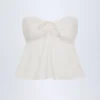Alma Tie-Front Strapless Cotton-Poplin Crop Top in White