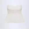 Alma Tie-Front Strapless Cotton-Poplin Crop Top in White