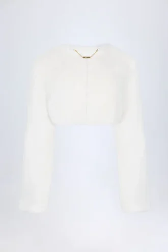 Almerinda Faux Fur Cropped Bolero in White