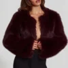 Almerinda Faux Fur Cropped Bolero in Wine
