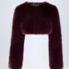 Almerinda Faux Fur Cropped Bolero in Wine