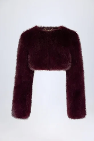 Almerinda Faux Fur Cropped Bolero in Wine