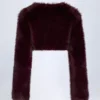 Almerinda Faux Fur Cropped Bolero in Wine