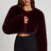 Almerinda Faux Fur Cropped Bolero in Wine