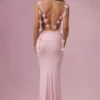 Alora Jersey Draped Gown in Baby Pink