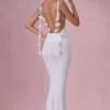 Alora Jersey Draped Gown in White
