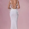 Alora Jersey Draped Gown in White