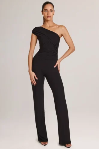 Alouette Modal One-Shoulder Jumpsuit in Black