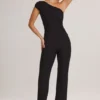 Alouette Modal One-Shoulder Jumpsuit in Black
