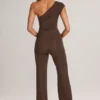 Alouette Modal One-Shoulder Jumpsuit in Chocolate Brown