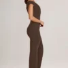 Alouette Modal One-Shoulder Jumpsuit in Chocolate Brown