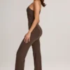Alouette Modal One-Shoulder Jumpsuit in Chocolate Brown