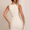 Alsace Embellished Square Neck Mini Dress in White