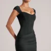Alva Sweetheart Neckline Mini Dress in Black