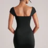 Alva Sweetheart Neckline Mini Dress in Black