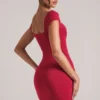 Alva Sweetheart Neckline Mini Dress in Cherry Red