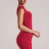 Alva Sweetheart Neckline Mini Dress in Cherry Red