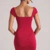 Alva Sweetheart Neckline Mini Dress in Cherry Red