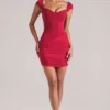 Alva Sweetheart Neckline Mini Dress in Cherry Red