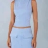 Alvara Faux Suede Mid-Rise Mini Skirt in Soft Blue