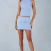 Alvara Faux Suede Mid-Rise Mini Skirt in Soft Blue