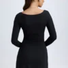 Alvie Modal Layered A-Line Mini Dress in Black