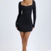 Alvie Modal Layered A-Line Mini Dress in Black