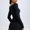Alvie Modal Layered A-Line Mini Dress in Black