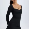 Alvie Modal Layered A-Line Mini Dress in Black