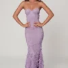 Amal Lace-Up Corset Maxi Dress in Lilac