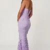 Amal Lace-Up Corset Maxi Dress in Lilac