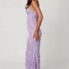 Amal Lace-Up Corset Maxi Dress in Lilac