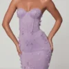 Amal Lace-Up Corset Maxi Dress in Lilac