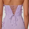 Amal Lace-Up Corset Maxi Dress in Lilac