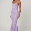 Amal Lace-Up Corset Maxi Dress in Lilac
