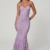 Amal Lace-Up Corset Maxi Dress in Lilac