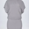 Amanita Backless Batwing Mini Dress in Silver