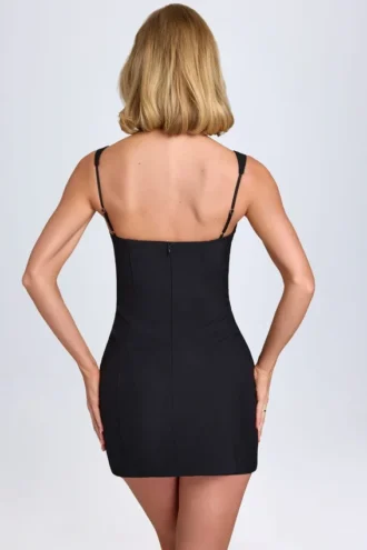 Amaria Sweetheart-Neck Micro Mini Dress in Black